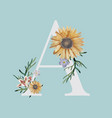 letter a with blossoms vector image vector image