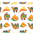 seamless pattern with camels desert and hills vector image