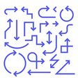 simple arrow set blue color vector image vector image
