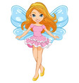 Presenting fairy with wings in green dress Vector Image