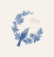 garland with bird flower arrangement blue vector image vector image