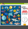 how many marine animals educational task vector image vector image