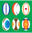 set different colored rugby balls isolated vector image