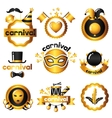 carnival badges with gold icons and objects vector image