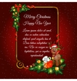 red christmas card with golden frame for your text vector image