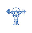 boy weights up line icon concept vector image