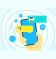 humans hand with modern smartphone chat concept vector image