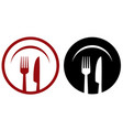 restaurant icons with plate fork and knife vector image