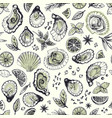 hand drawn seamless pattern with oysters vector image