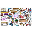 diy icons hardware shop concept glue wood vector image vector image