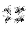 set of hand sketches of bees vector image