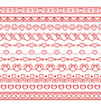 set of simple linear brushes with hearts vector image