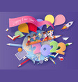 2022 new year design card with kids on purple vector image