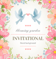 wedding invitation card with flower frame vector image vector image