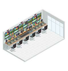 Soundbox interior isometric composition Royalty Free Vector