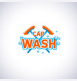 car wash cartoon style emblem with bubbles and mop vector image
