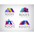 set colorful roof building logos vector image