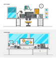 flat line color concept- software and hardware vector image vector image