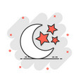 cartoon nighttime moon and stars icon in comic vector image