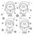 children in christmas santa claus costumes vector image vector image