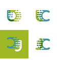jc letters logo with accent speed in light green vector image
