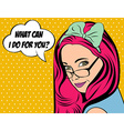 pop art of girl with the speech bubble vector image