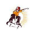 young teenager jumping on the skate board t-shirt vector image vector image