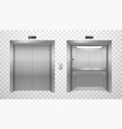 elevator doors set realistic shiny metal design vector image