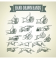 set of vintage hand-painted hands vector image vector image