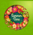 green background with floral frame vector image