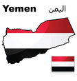 flag and map of yemen vector image vector image