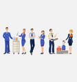 airplane or airline staff cartoon set vector image vector image