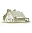 woodcut barn icon vector image vector image