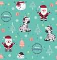 christmas seamless pattern with zebra background vector image vector image