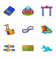 flight icons set cartoon style vector image