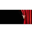 background with red curtain and hand vector image vector image