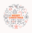 merry christmas round outline modern vector image