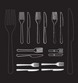 set knife and fork hand drawn vector image vector image