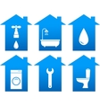 set of bathroom icons with house silhouette vector image vector image