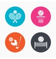tennis rackets with ball basketball basket vector image