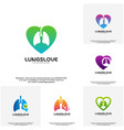 set of lungs love logo designs care vector image