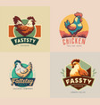 set of chicken roster logo label chicken mascot vector image
