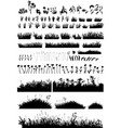 big set grass and flowers field vector image vector image