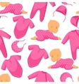 seamless pattern with child and clothing in pink vector image vector image