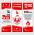 world donor day blood donation banners vector image vector image