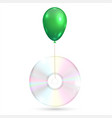 cddvd with a green balloon on white background vector image