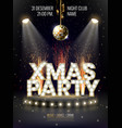 xmas party glowing letters with light bulbs vector image