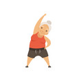 grey senior woman in sports uniform doing incline vector image