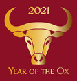 red gold 2021 year ox chinese new vector image vector image