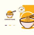 noodles bowl with chopstick logo design template vector image vector image